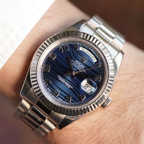 rolex day date blue wave dial|Rolex Day-Date ice blue.